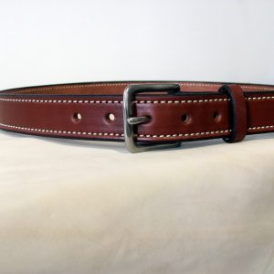 Handmade Medium Brown Stitched Leather Belt