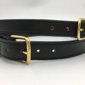 Handmade Black Bridle Leather Double Buckle Belt: Amish Made