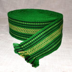 Green Woven Sash Belt, Ethnic Hutsul Design