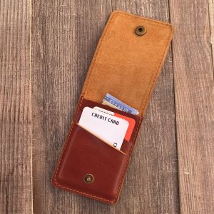 Leather Card Holder, Vertical Card Wallet for Cards and Folded Banknotes