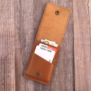 Leather Card Holder, Vertical Card Wallet for Cards and Folded Banknotes