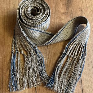 Linen Woven Belt 100% linen eco-friendly yarn Blue Gray Belt Reenactment Viking Celtic Trim Woven Ribbon Striped Rustic Boho Belt Ethnic