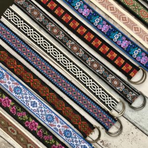Women's Belts for Dress and Pants, 1.5" Width Jacquard Webbing Ribbon Belt, Multicolor All season Fabric D Ring Belts, Gift for Women