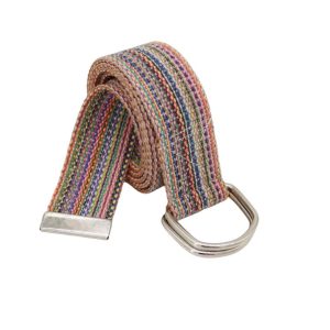 Unisex Colorful Cotton Webbing Belt, D Ring 1.5" Woven Belts, Canvas Belt For All Seasons
