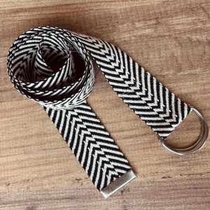 Canvas D Ring Belt, 1.5" Cotton Webbing belts, Black Cream Unısex Fabric Belt, Handmade Vegan Webbing Belt, Gift For Women or Men, Belts