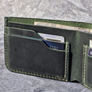 Handmade Leather Bifold Wallet, Personalized Card & Cash Wallet