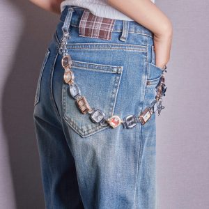 Colorful Watch Pants Chain | Vintage Working Clock Belt Accessory | Punk Waist Jewelry | Adjustable Y2K Jewelry | Unisex Statement Piece