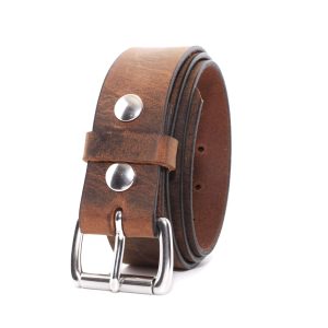 Mens Full Grain Buffalo Leather Belt: Amish USA Vegetable Tan, 1.5" Width, CCW Option