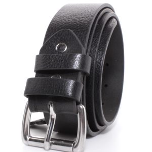 Handmade Full Grain Buffalo Leather Belt: Amish Made Rolling Buckle 1.5'' Width