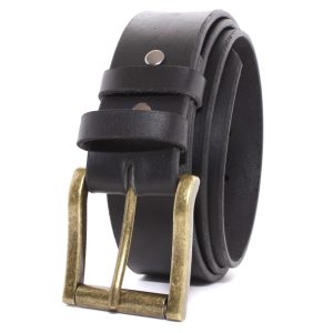 Amish Made Full Grain Genuine Buffalo Leather Belt: 1.5" Wide, Made in USA