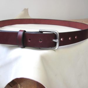 Handmade Burgundy Full-Grain Leather Belt