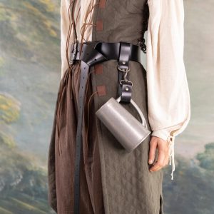 Leather Tankard Strap with Metal Clasp | Brown or Black Heavy Duty Medieval Renaissance Faire Accessory