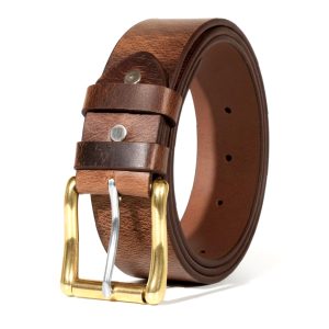 Amish Handmade Full Grain Buffalo Leather Belt, 1.5" Wide, USA Made Work Belt