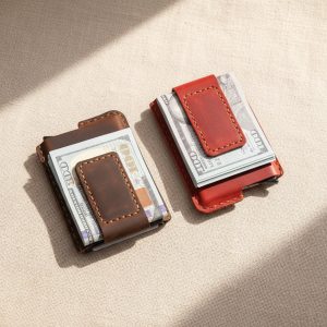 Personalized Leather Card Holder, Magnetic Money Clip Wallet, Custom Engraved Mens Wallet, Slim Leather Wallet, Gift for Him